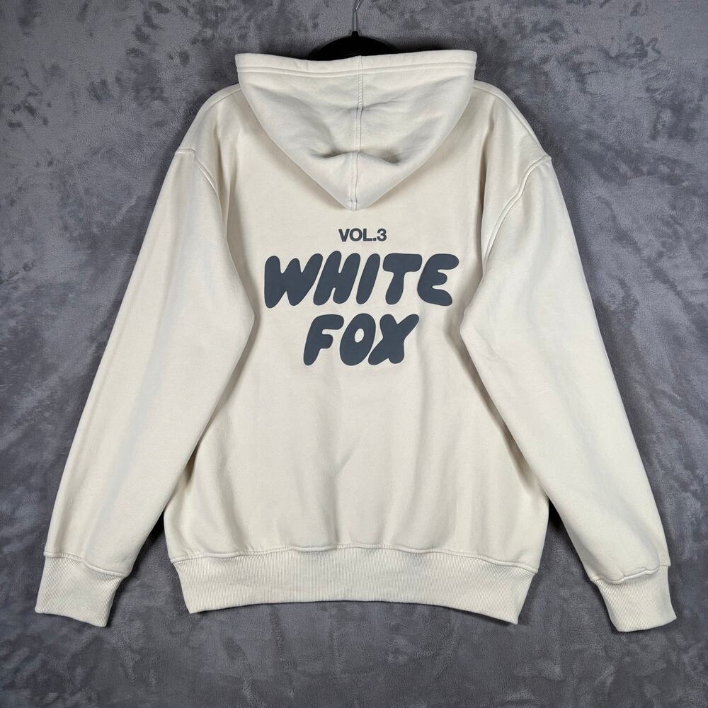 White Fox Boutique Vol 3 Oversized Cream Hoodie Women’s Size S/M Puff Print - Picture 4 of 8